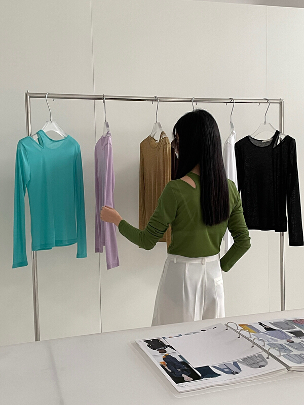 New year in early spring! [Hello September] high crater stripe niche long sleeve T-shirt (80% wool) m2287# CLS