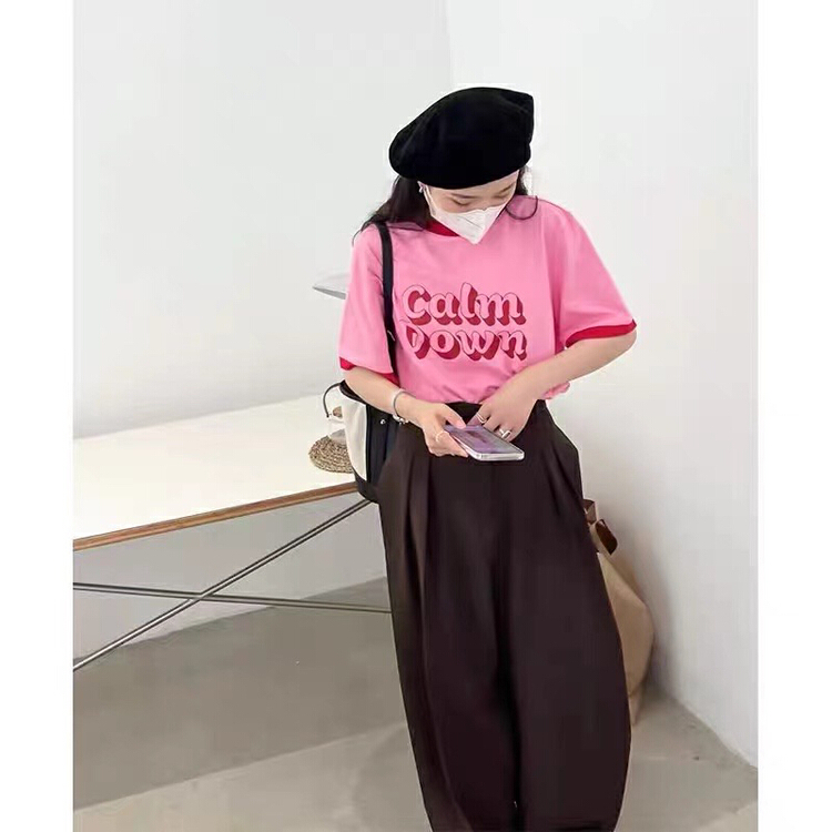 New in early summer! [HH] Korean alphabet printed short sleeve T-shirt 6679# L