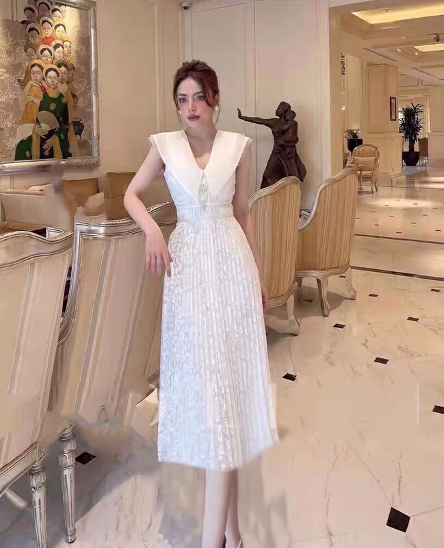[iris] Vietnamese minority design high waist slim pleated temperament Goddess Dress 1-62# JJ