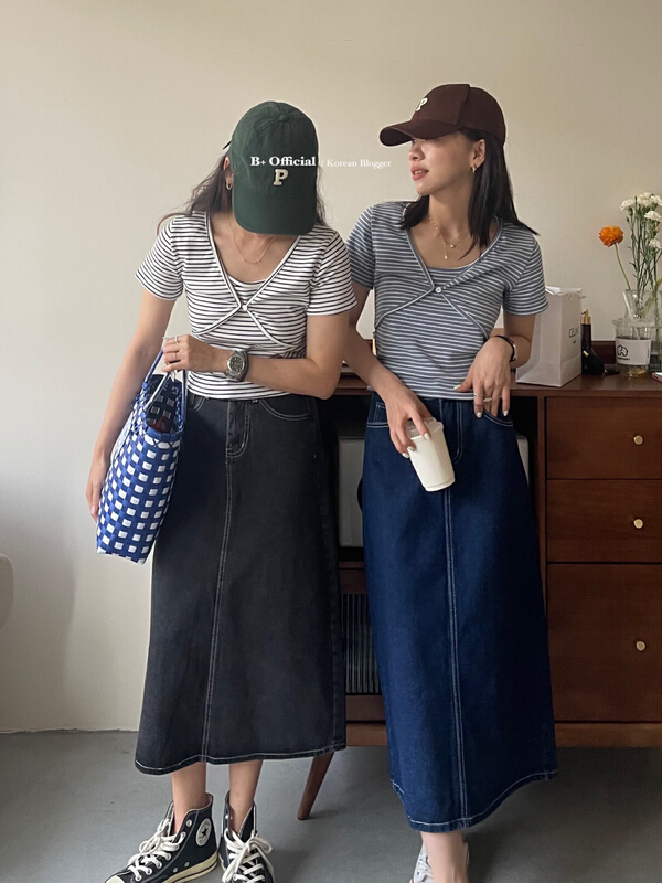 New in early summer! [B plus] high waist solid color washed skirt 22-9225-2# HBx