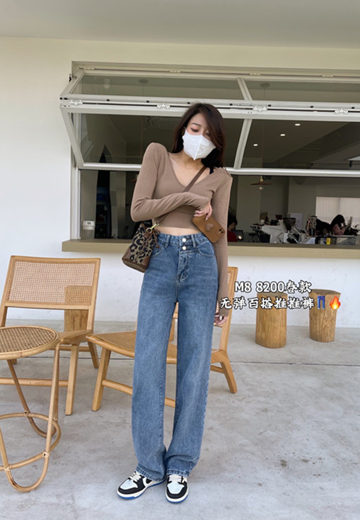 New year in early spring! [M8 denim] comfortable double button mopping jeans 8200# LSL