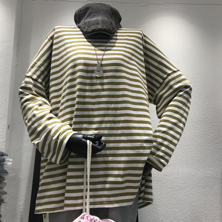 New year in early spring! [misu misu] college style simple casual loose stripe long sleeved T-shirt 8100# ll