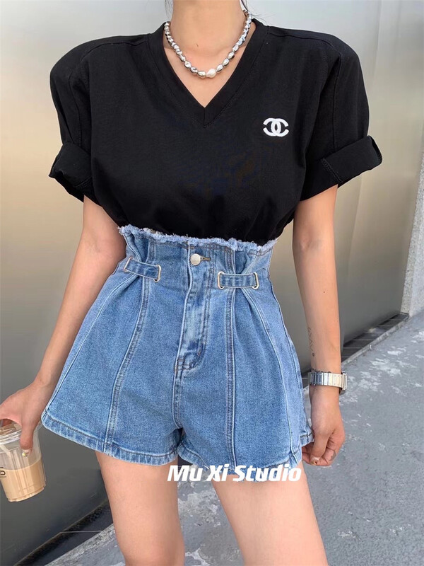 [Muxi] Korean versatile washed denim shorts ys1-8836# LSL
