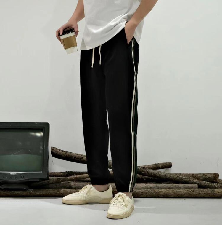 New year in early spring! [standing for a long time hot] comfortable color blocking drawstring elastic waist casual pants 8526# ZZL