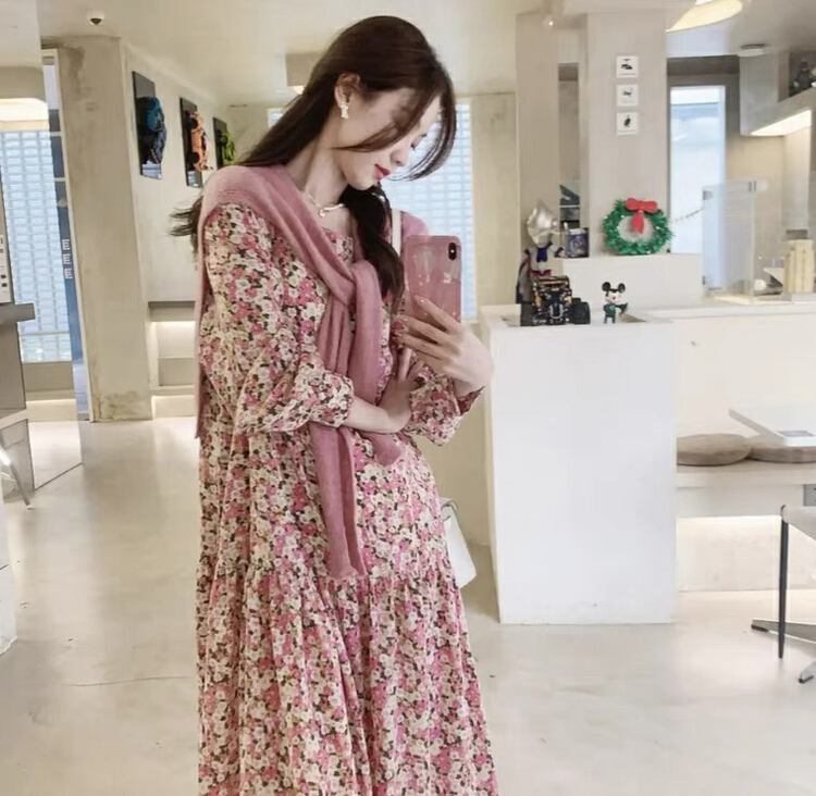 goods in stock! [L.L studio] French sweet Floral Chiffon Dress (with shawl) 7358# PCZ
