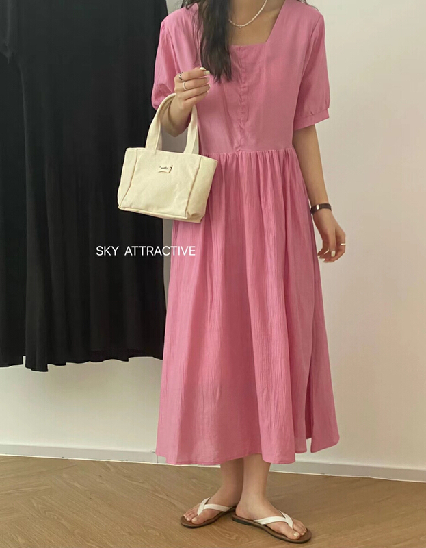 [sky] Korean version back pull loose bubble sleeve dress 89018# HBx