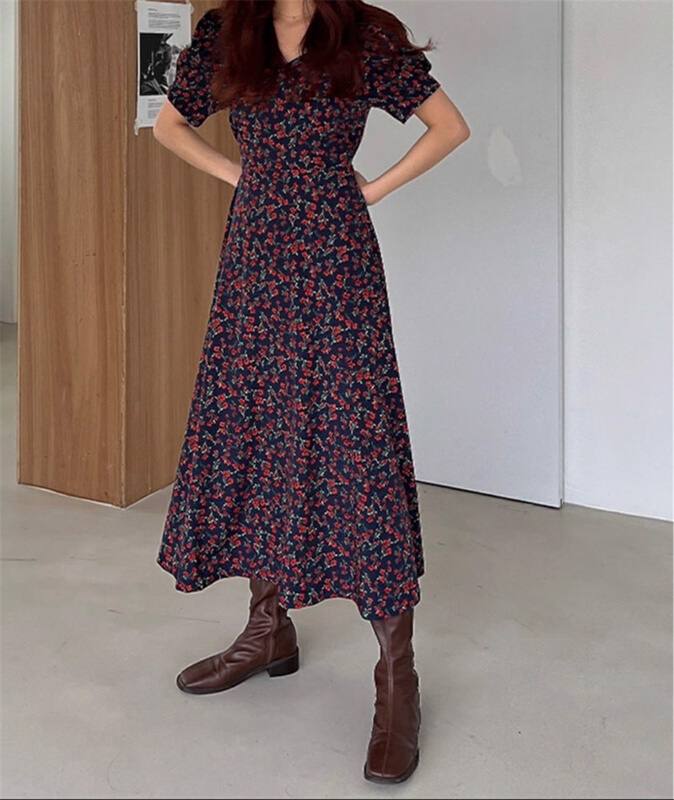 goods in stock! New in early summer! [Selene] temperament floral fashion dress 202237# XYJ