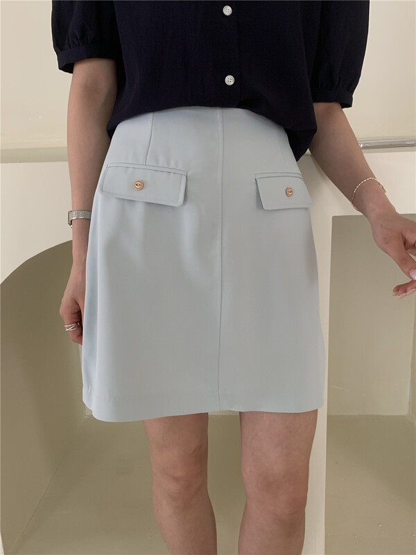 New in early summer! [forming-z] simple solid color slim skirt 91161# zxl