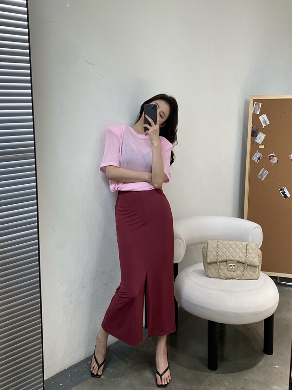 [modern 197] high waist clean comfortable skirt 1058a# zyh