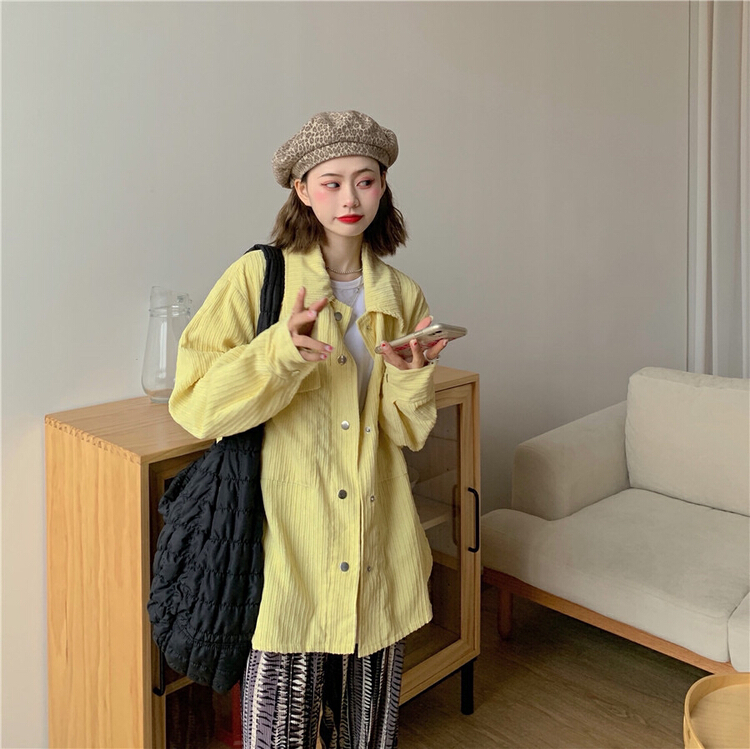 goods in stock! New year in early spring! [vibes] Korean loose corduroy shirt 7222# CLS