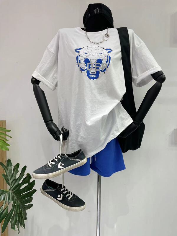 [Jijile] craft diamond design round neck short sleeve T-shirt + casual Shorts Set 0035# PCZ