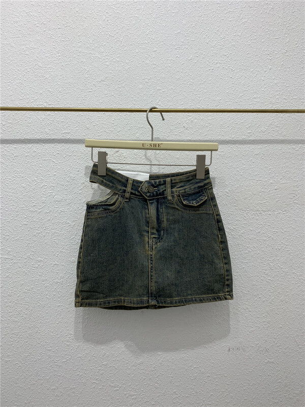 [u.she] Korean style design, open waist denim skirt 32172# cqw
