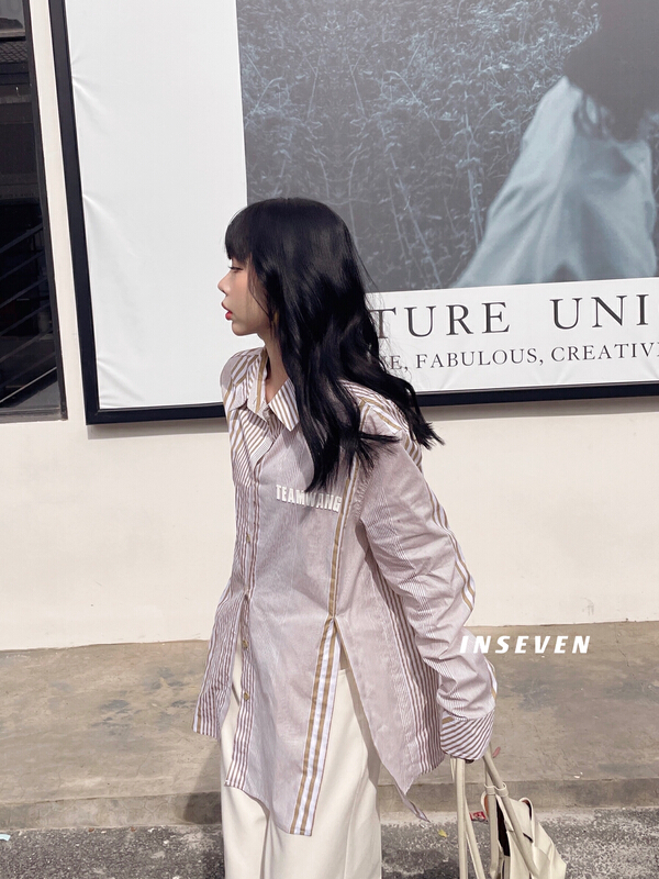 New year in early spring! [inseven] lazy style loose casual stripe shirt 25085# ozq