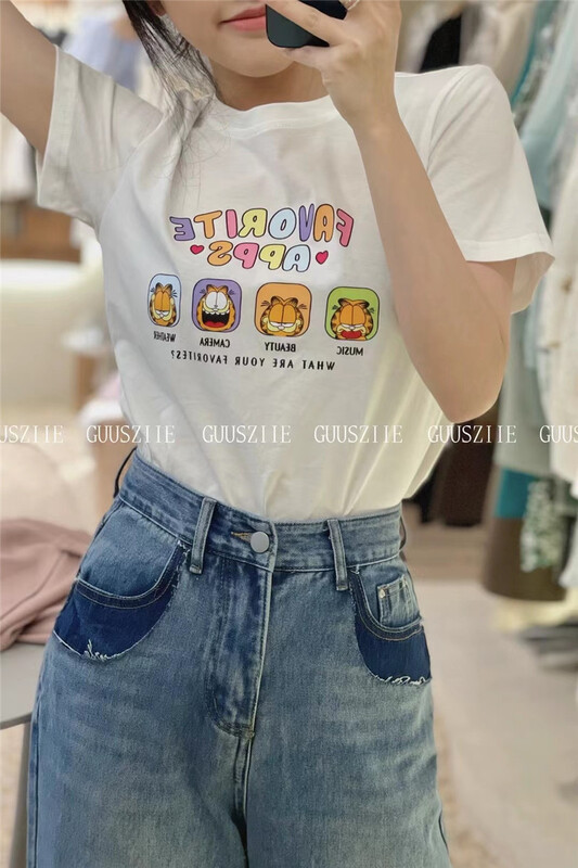 [Gu Shi] casual cartoon Garfield short sleeve T-shirt 8050# hjy