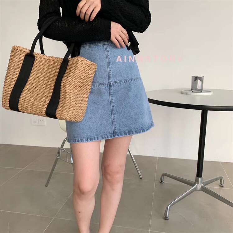 New year in early spring! [ainnstory] high waist A-line denim skirt f102# HBx