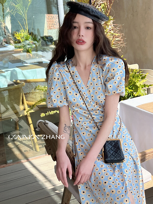 New in early summer! [CZ Zhang] Korean slim V-neck dress 62321# XYJ