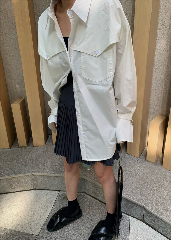 [YST] front piece design versatile long sleeve shirt f8008# XJ