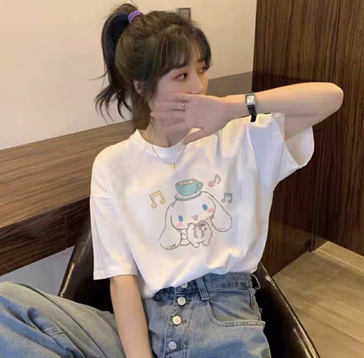 [ziyijia] simple casual cartoon printed loose short sleeve T-shirt 0153# WTT