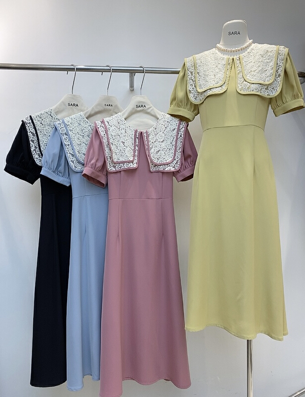 goods in stock! New in early summer! [Sara] temperament Lace Waist closing slim dress 9008# lwy