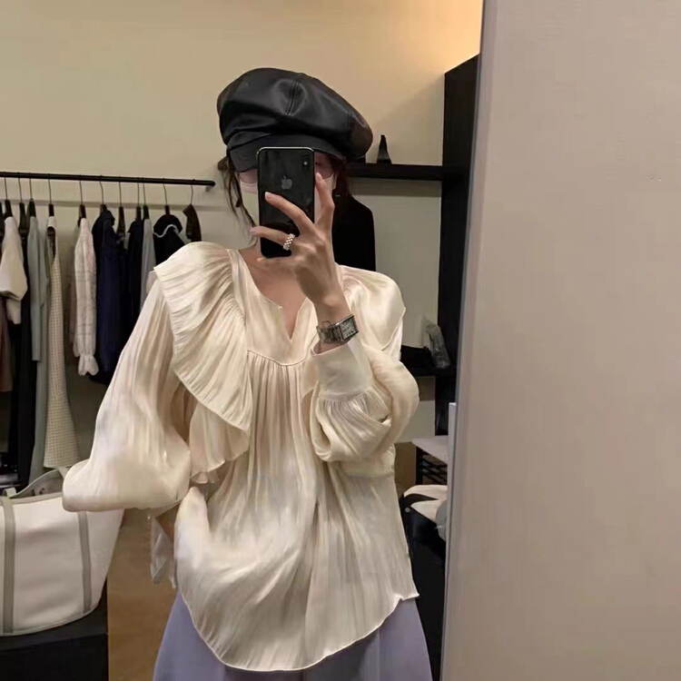 goods in stock! New in early summer! [finoa] Korean Casual Fashion Chiffon shirt 1012# CLS