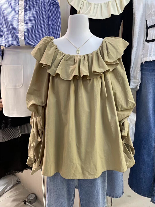 New year in early spring! [dream fly] Korean style lazy big lace collar shirt 61120# XJ