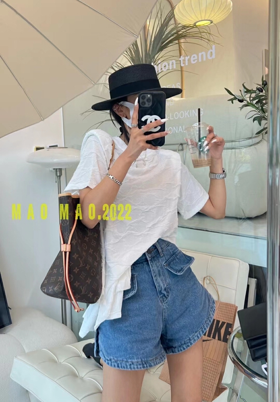 New in early summer! [Maomao] loose casual personality irregular round neck short sleeve T-shirt 9033# WTT