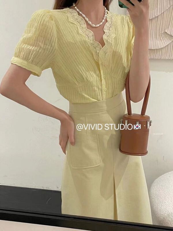 New in early summer! [vivid] Korean lady lace blouse 1516\zsy