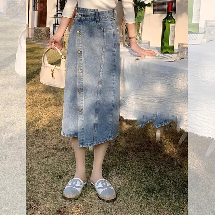 goods in stock! [Huaxi] design sense: niche irregular denim skirt 8736# PCZ