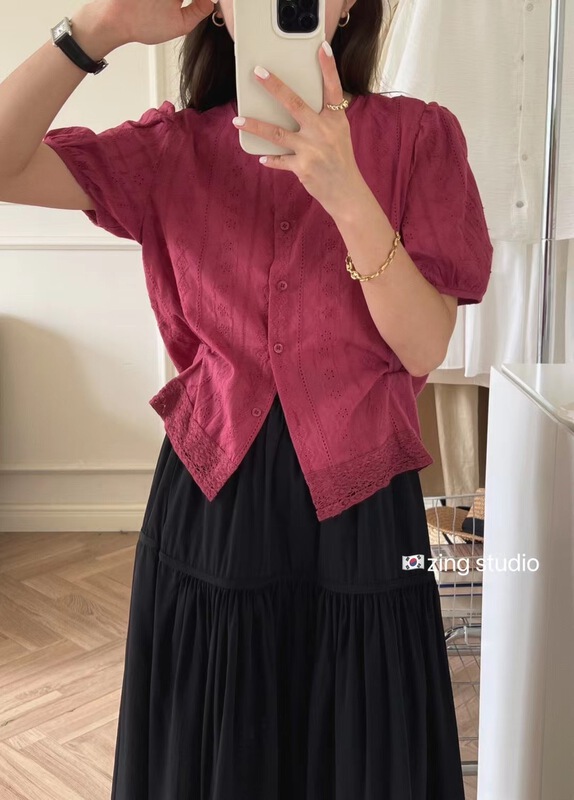 [zingstyle] single breasted round neck comfortable shirt z063# HBx