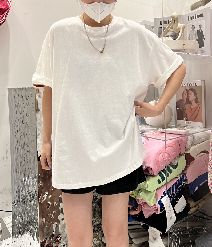 [Qixi] round neck simple solid color short sleeve T-shirt 8928# XYY