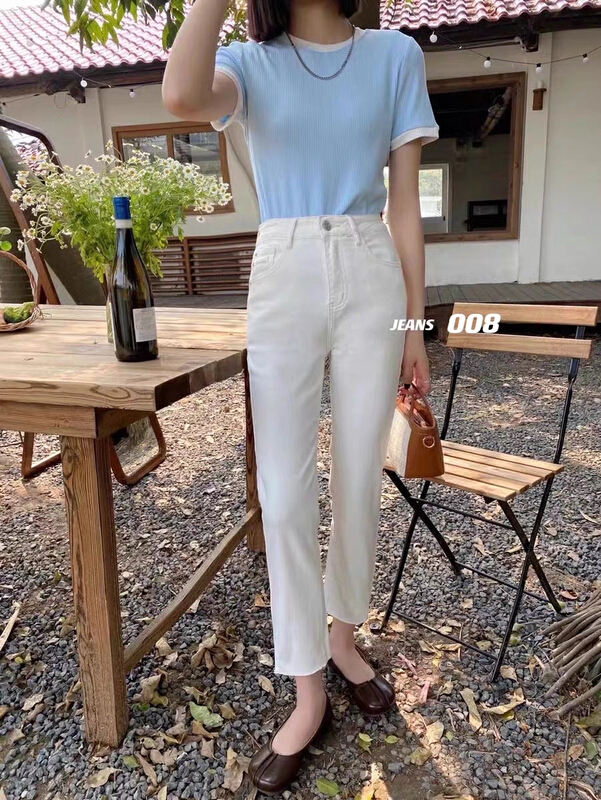 [JFT] high elastic leg straight pipe jeans jft008# CLS