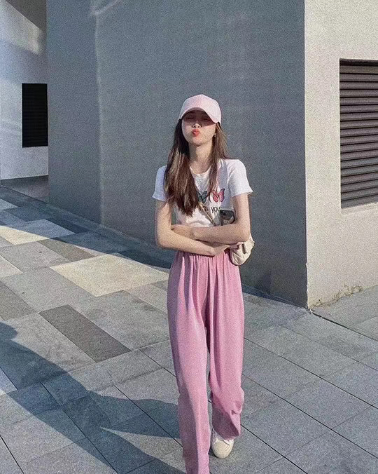 New in early summer! [JH] embroidered butterfly short T-shirt + casual Wide Leg Pants Set 41221# PCZ
