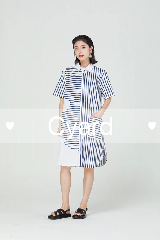 [cyard] Korean stripe stitching comfortable dress 85123# L