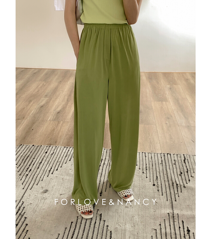 New in early summer! [FN] solid color elastic waist comfortable casual pants lb2ks5298# cqw