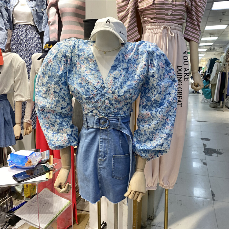 New year in early spring! [sister] bubble sleeve V-neck versatile shirt ys1-2232# zxl