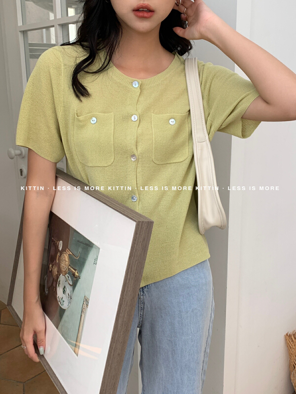 goods in stock! New in early summer! [Kittin] Korean style pocket sweater 160# XYY