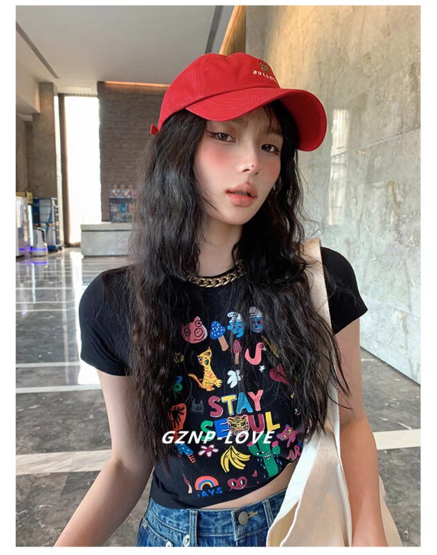 New in early summer! [seven 7] cute print Pullover short sleeve T-shirt 8157# WTT