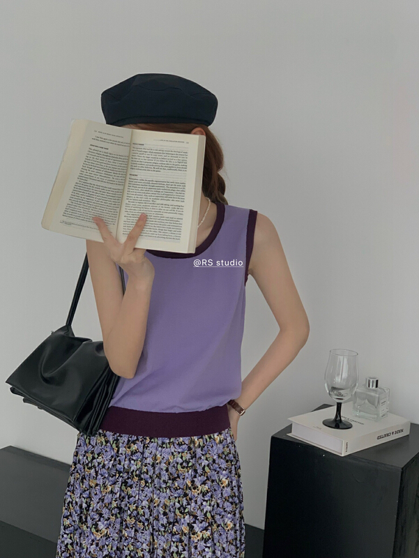 [RS] contrast back hollowed vest m2022# XYY