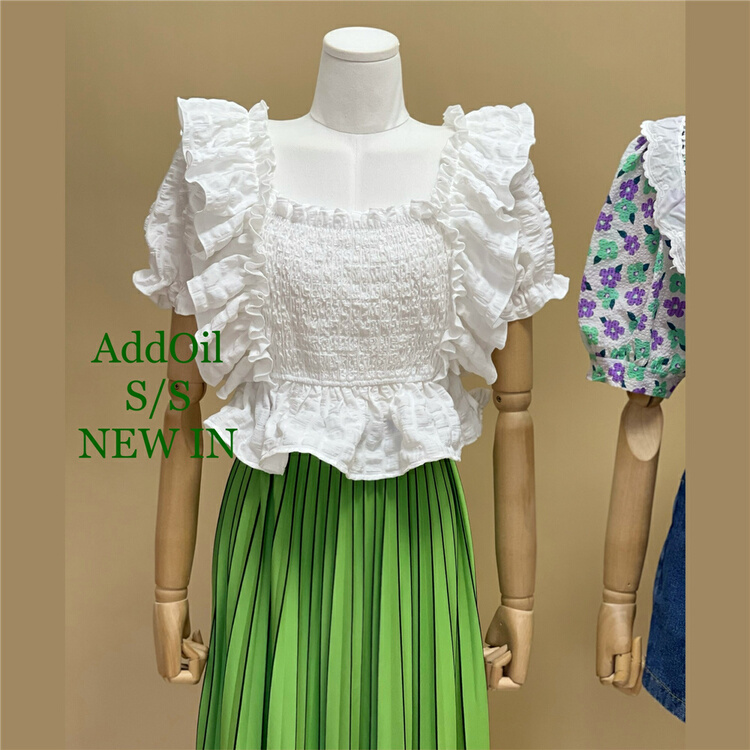 New in early summer! [addoil] pleated fungus edge fashion blouse 2390# zxl
