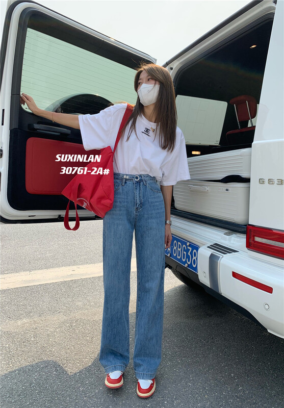 Summer new! [suxinlan] simple Korean loose jeans 30761-2a\lsl