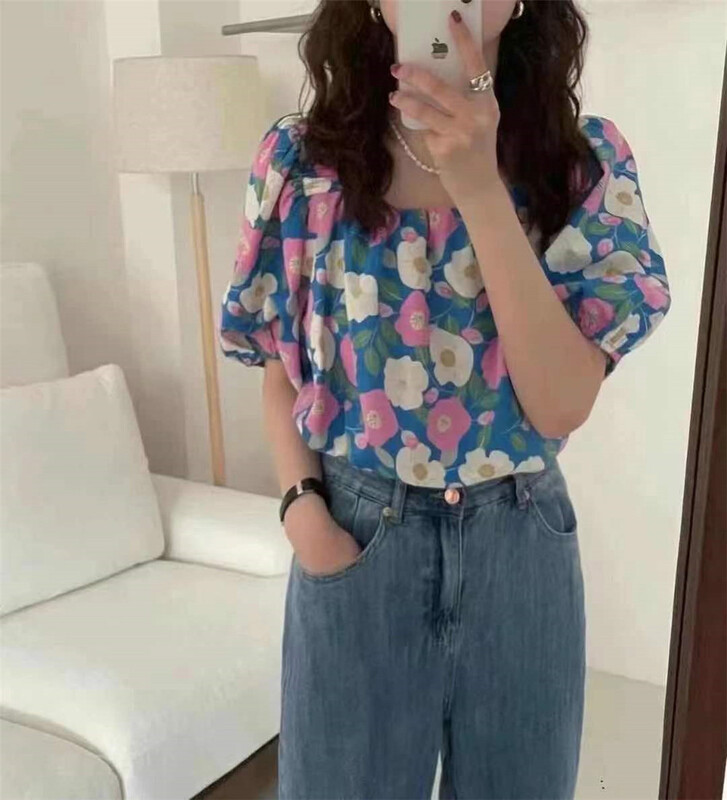 New in early summer! [Susan] flower crimp pullover shirt 18111# LSW