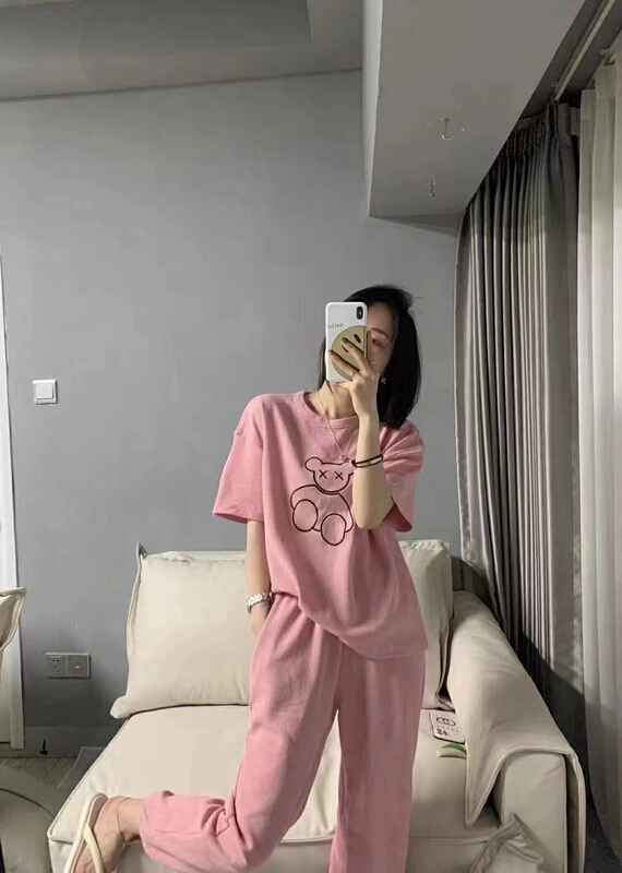 [Ziyi family] bear fashion short sleeve T-shirt + loose comfortable casual pants set ys2-902# WTT