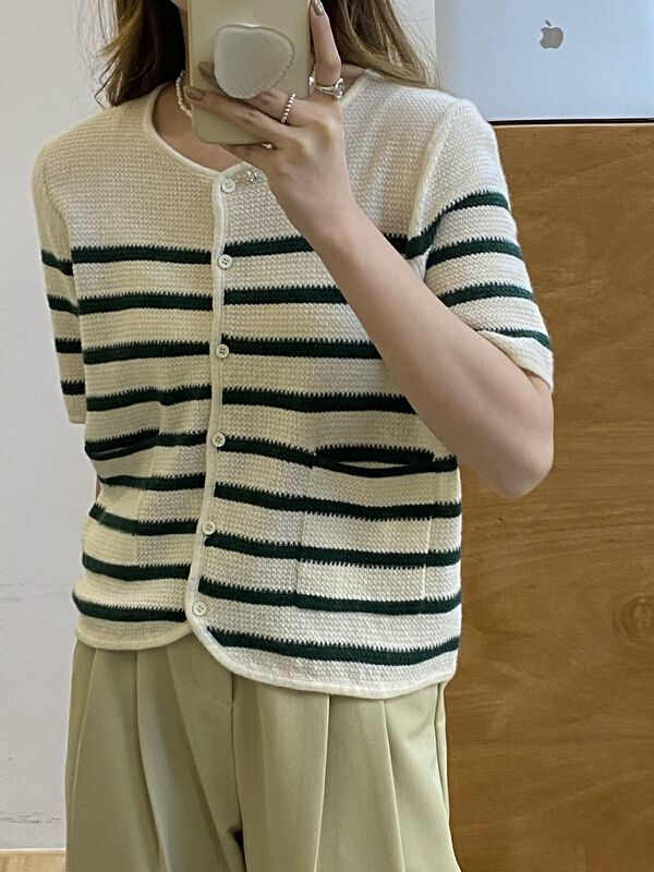 New year in early spring! [tototellme] ins Style Short Sleeve Striped Sweater 22020# HBx
