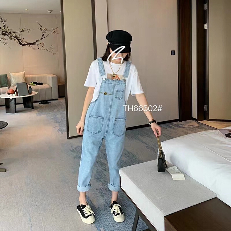New year in early spring! [T.H] Korean loose embroidered smiling face Harlan suspenders 66502# LSW