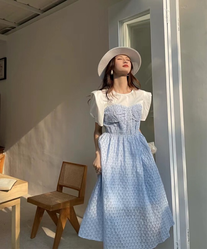 [ejobas] French style stitching dress a9097# zxx