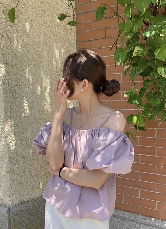 [Gu Wan] Korean bubble sleeve one shoulder shirt 2296-1# zxx