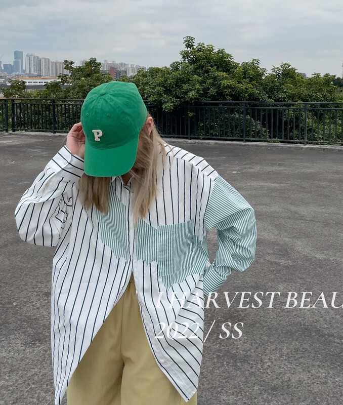 New year in early spring! [I style] vertical stripe loose comfortable shirt 8089# ozq
