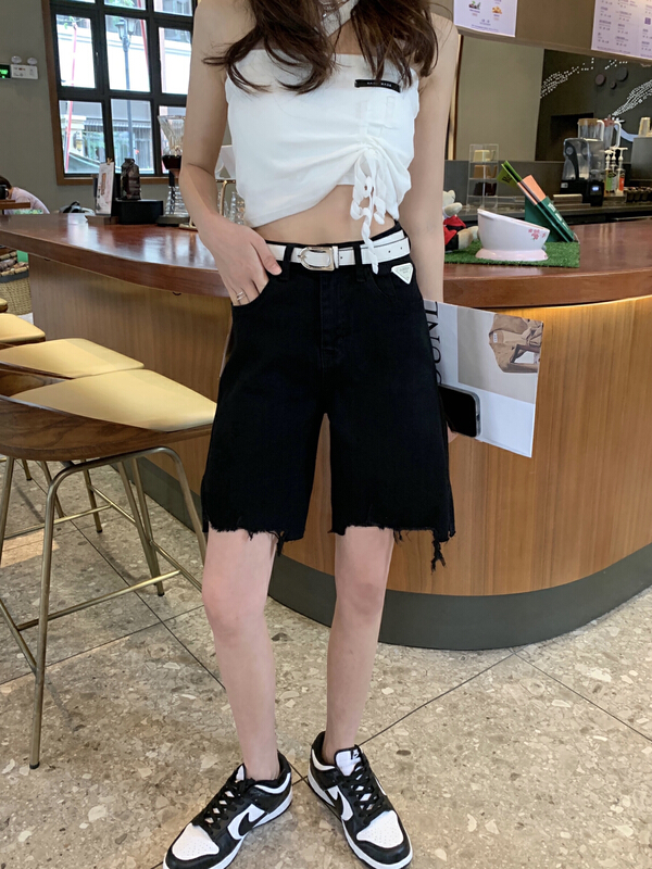 [okd] Korean fashion slim wear denim shorts (with belt) 52593# zxl