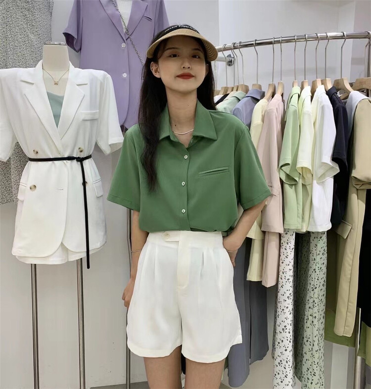 [Fanke Fanke] loose Short Sleeve Chiffon shirt 32080# XJ
