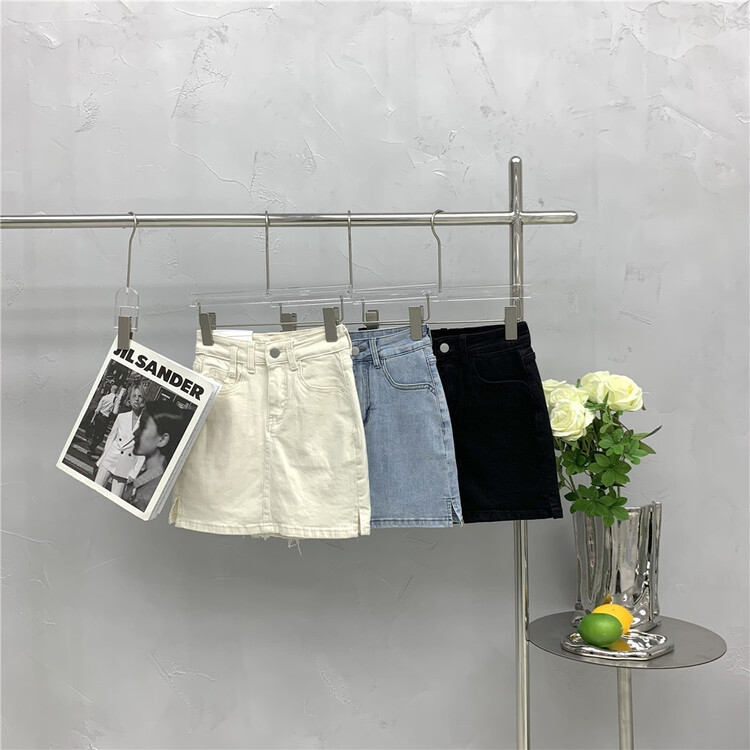 [u.she] Korean version versatile slim denim skirt 33310# cqw
